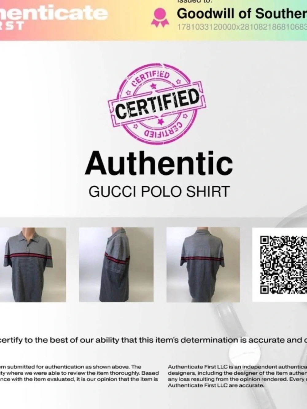 Gucci Gray Polo with Red Stripe Detailing